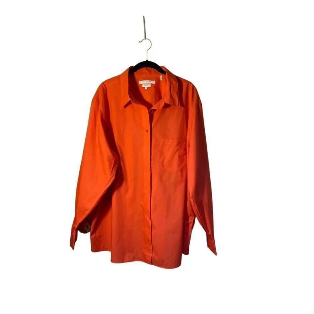 Foxcroft women’s orange wrinkle free plus size orange blouse S/20 W